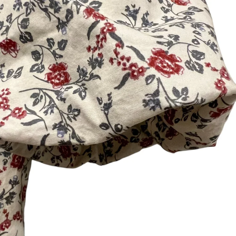 WAYF Tiered Floral Maxi Dress, Cream Blue Red, M